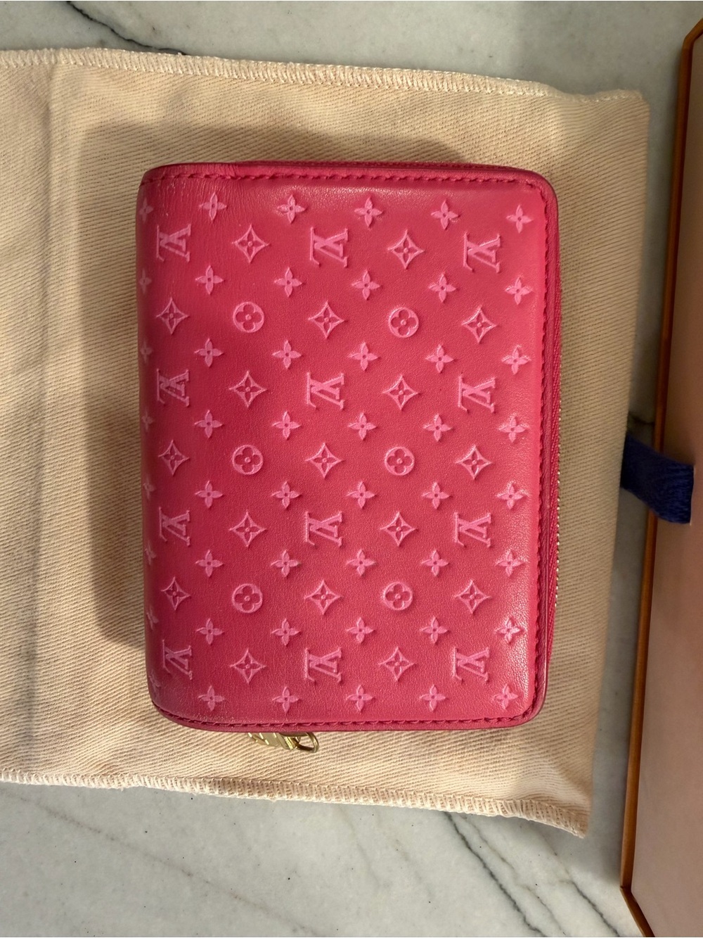 Louis Vuitton Hot Pink Leather Nanogram Portefeuille Lou Bi-Fold Wallet
